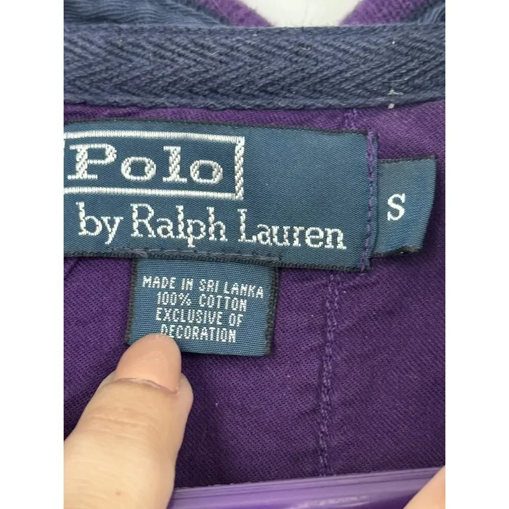 Vintage Polo Ralph Lauren Custom Rugby Shirt Yellow + Purple Size Small